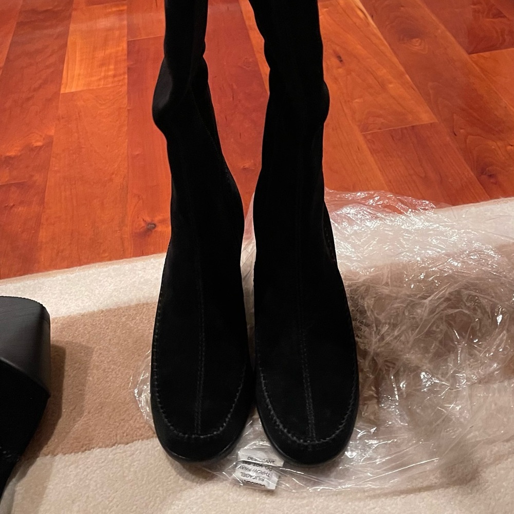 NWB Aerosoles Womens Leather Suede Platform Boots Black Size8.5